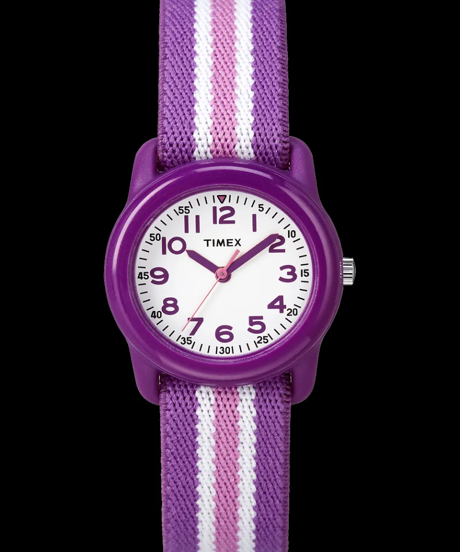 Kids Timex Kids Watches*TIME MACHINES® 29mm Purple Stripe Elastic Fabric Kids Watch