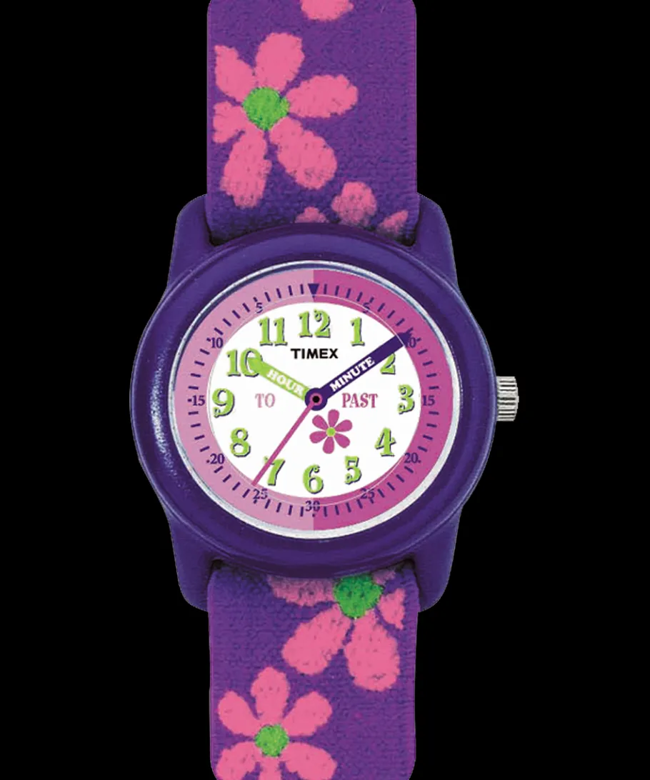 Kids Timex Kids Watches*TIME MACHINES® 29mm Purple Floral Elastic Fabric Kids Watch
