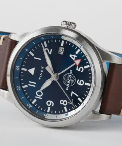 Timex Leather|Father's Day Gifts*Waterbury GMT x Pan Am® 39mm Leather Strap Watch