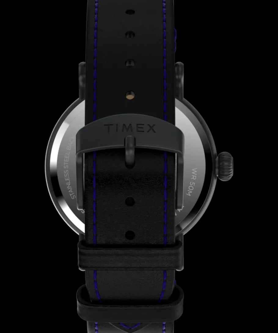 Timex Leather|Black Watches*Waterbury Standard Dia de los Muertos 40mm Leather Strap Watch