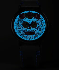 Timex Leather|Black Watches*Waterbury Standard Dia de los Muertos 40mm Leather Strap Watch