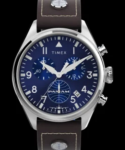 Timex Leather|Chronograph*X Pan Am Chronograph 42mm Leather Strap Watch