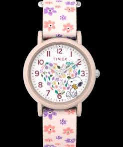 Kids Timex Kids Watches*x Peanuts Floral 34mm Fabric Strap Watch