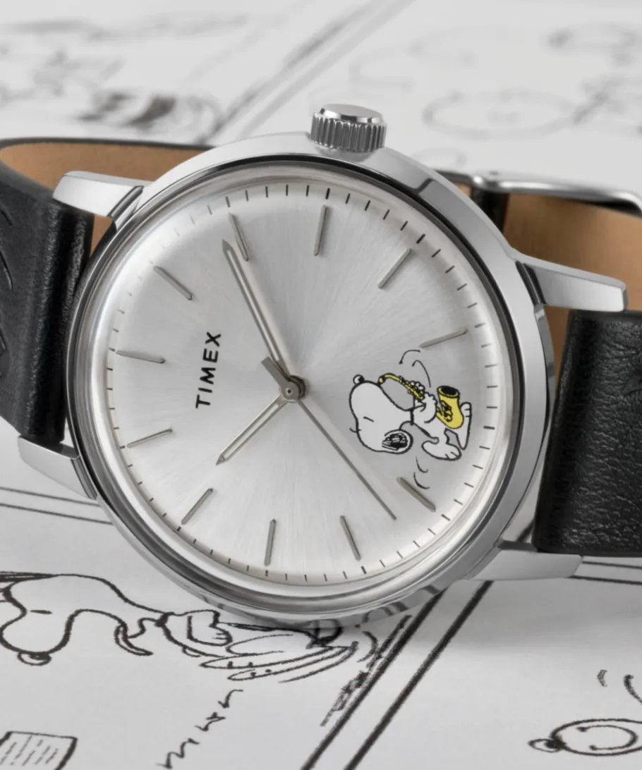 Timex Leather|Automatic*x Peanuts Marlin® Automatic Saxophonist 40mm Leather Strap Watch