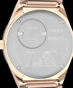 Women Timex Gold-tone|Bracelet*x Peanuts® Q ® In Bloom 36mm Stainless Steel Expansion Band
