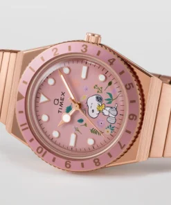 Women Timex Gold-tone|Bracelet*x Peanuts® Q ® In Bloom 36mm Stainless Steel Expansion Band