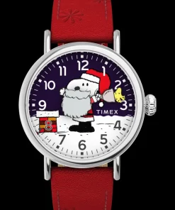 Timex Leather*x Peanuts Standard Snoopy Santa 40mm Leather Strap Watch