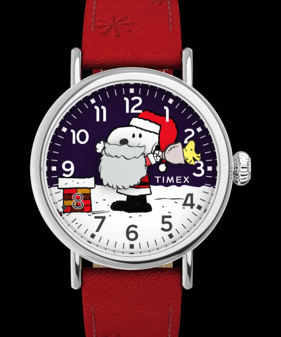 Timex Leather*x Peanuts Standard Snoopy Santa 40mm Leather Strap Watch