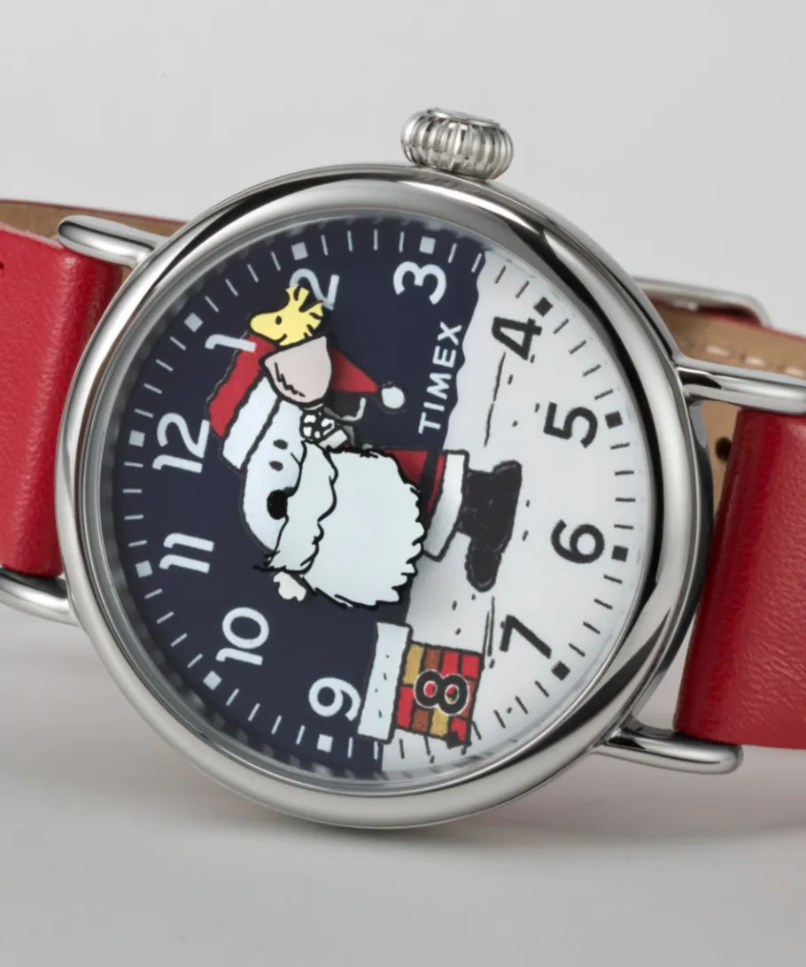 Timex Leather*x Peanuts Standard Snoopy Santa 40mm Leather Strap Watch