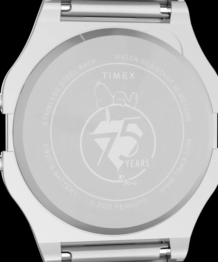 Women Timex Silver-tone|Digital*x Peanuts® T80 75th Anniversary Edition 34mm Stainless Steel Bra