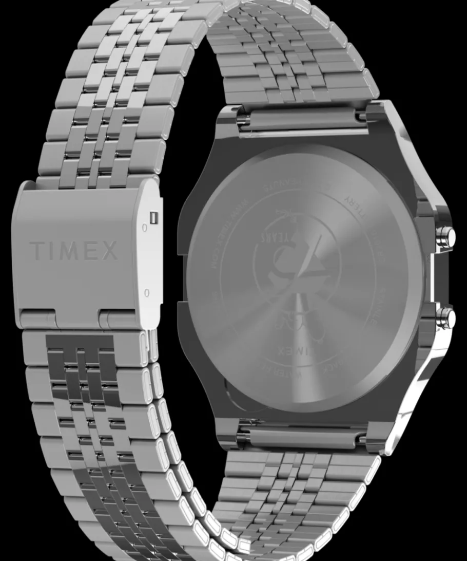 Women Timex Silver-tone|Digital*x Peanuts® T80 75th Anniversary Edition 34mm Stainless Steel Bra