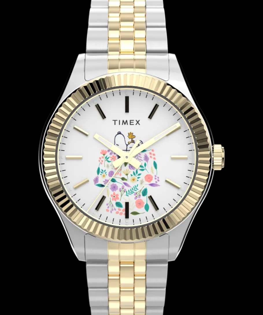 Women Timex Silver-tone|Bracelet*x Peanuts® Legacy In Bloom 34mm Stainless Steel Bracelet W