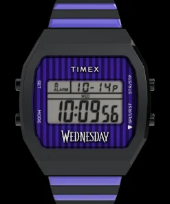 Women Timex Bracelet*x Wednesday T80 36mm Stainless Steel Black and Purple Expansion
