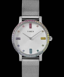 Women Timex Silver-tone|Bracelet*Transcend 31mm Stainless Steel Mesh Band Watch