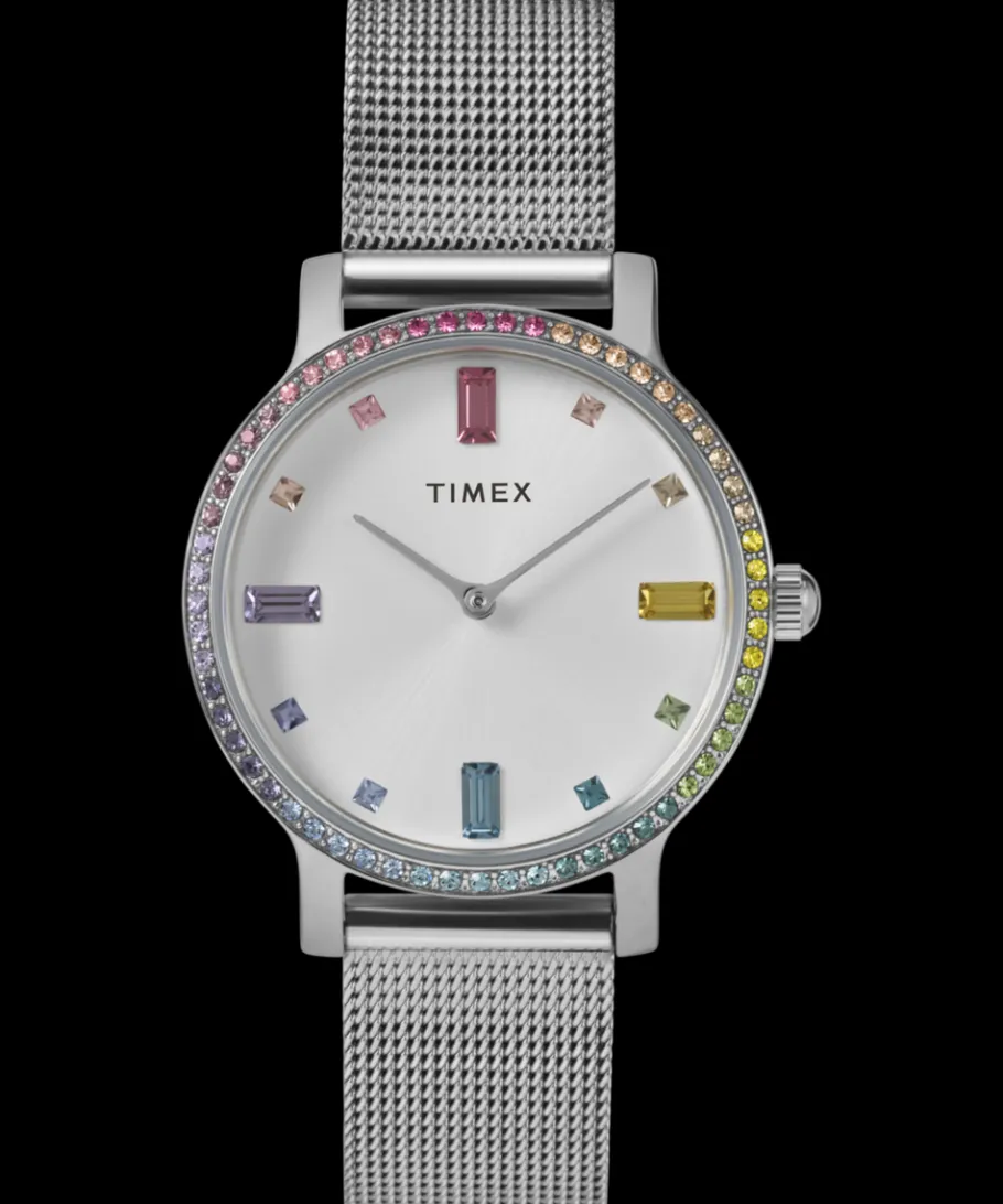 Women Timex Silver-tone|Bracelet*Transcend 31mm Stainless Steel Mesh Band Watch
