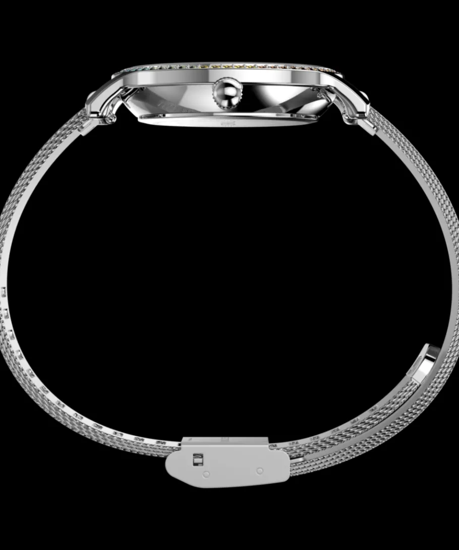 Women Timex Silver-tone|Bracelet*Transcend 31mm Stainless Steel Mesh Band Watch