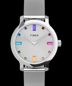Women Timex Small|Silver-tone*Transcend™ 31mm Stainless Steel Mesh Band Watch
