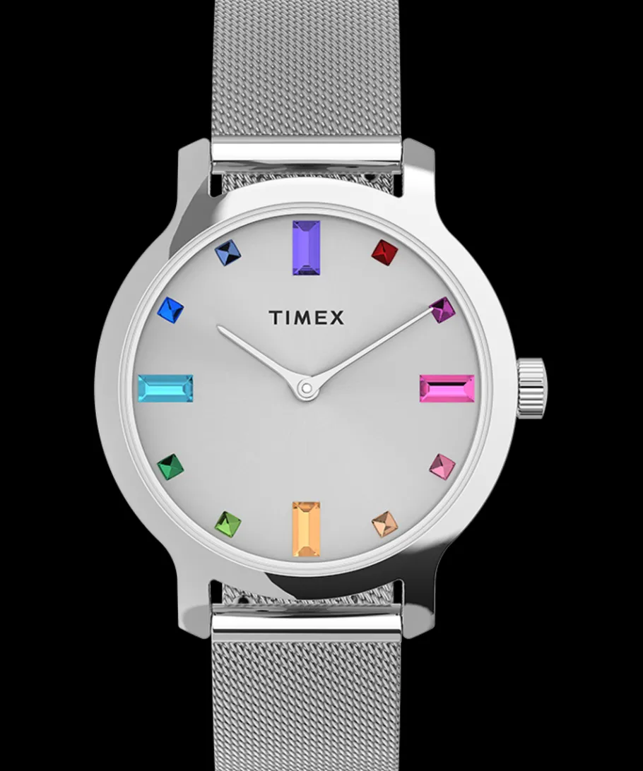 Women Timex Small|Silver-tone*Transcend™ 31mm Stainless Steel Mesh Band Watch