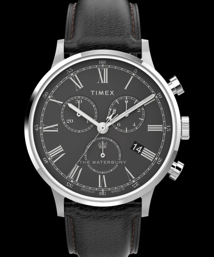 Timex Leather|Chronograph*Waterbury Classic Chronograph 40mm Leather Strap Watch