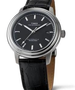 Timex Leather|Black Watches*Waterbury Metropolitan Automatic 41mm Leather Strap Watch
