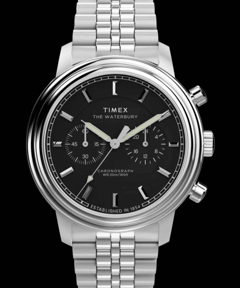 Timex Stainless Steel|Chronograph*Waterbury Metropolitan Chronograph 41mm Stainless Steel Bracelet Watch