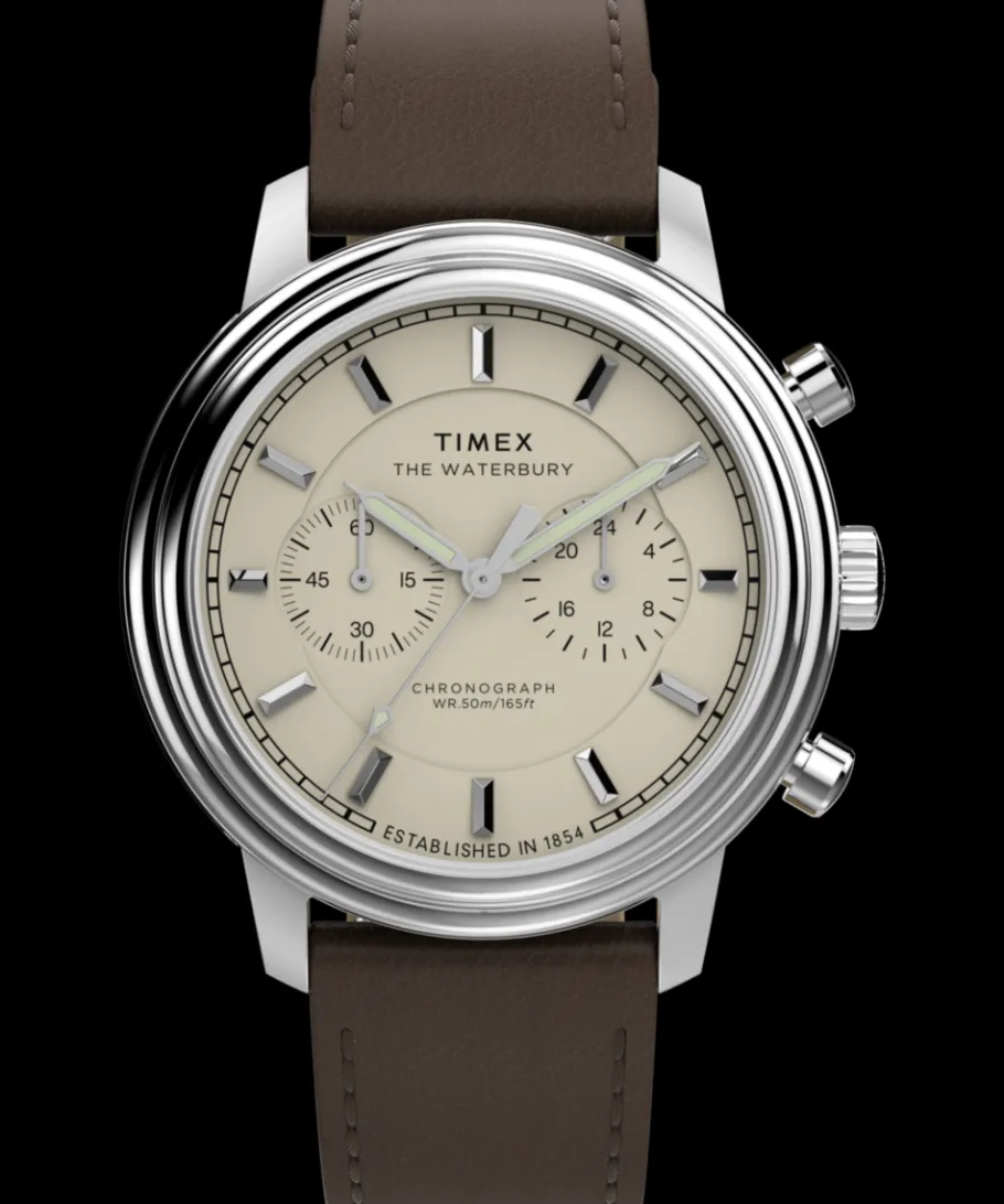 Timex Leather|Chronograph*Waterbury Metropolitan Chronograph 41mm Leather Strap Watch