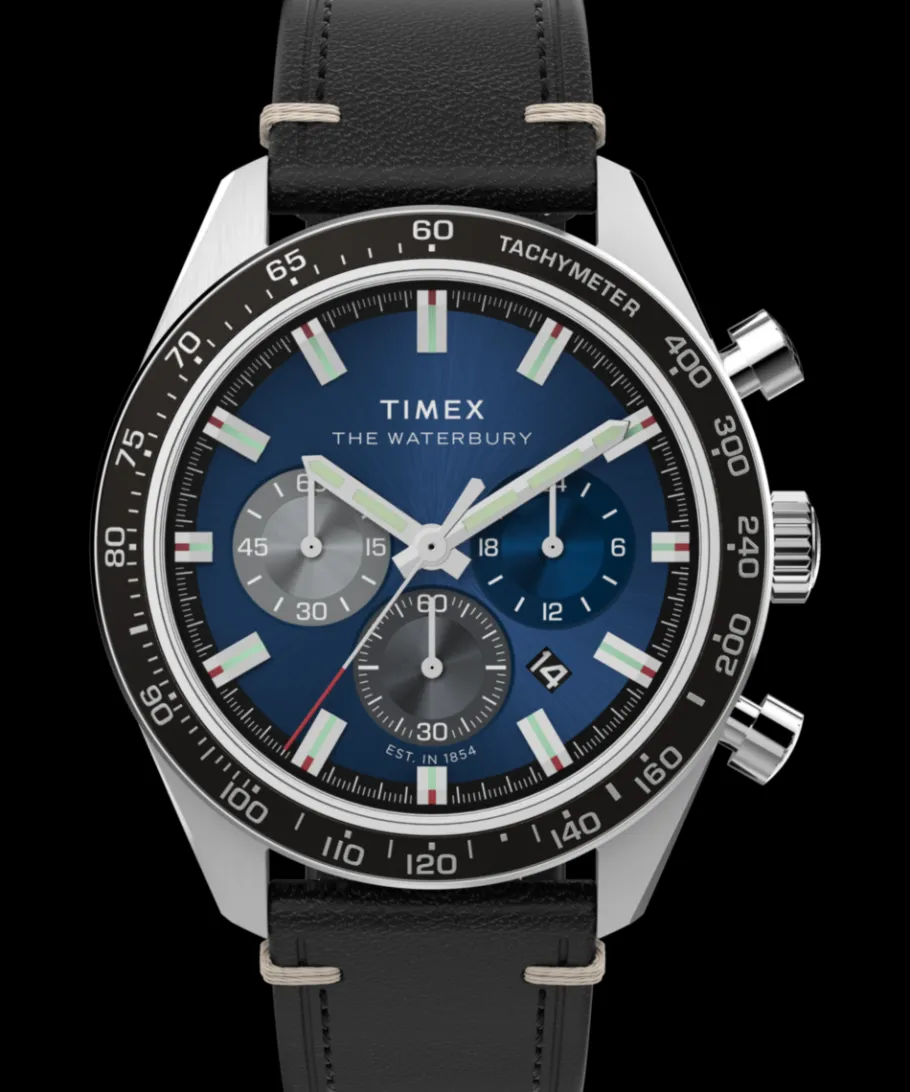 Timex Leather|Chronograph*Waterbury Traditional Chronograph 41mm Leather Strap Watch