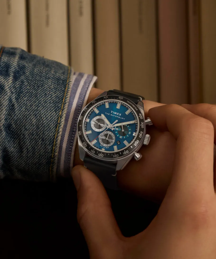 Timex Leather|Chronograph*Waterbury Traditional Chronograph 41mm Leather Strap Watch