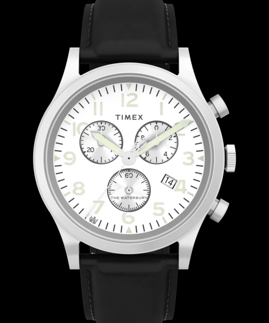 Timex Leather|Chronograph*Waterbury Traditional Chronograph 42mm Leather Strap Watch