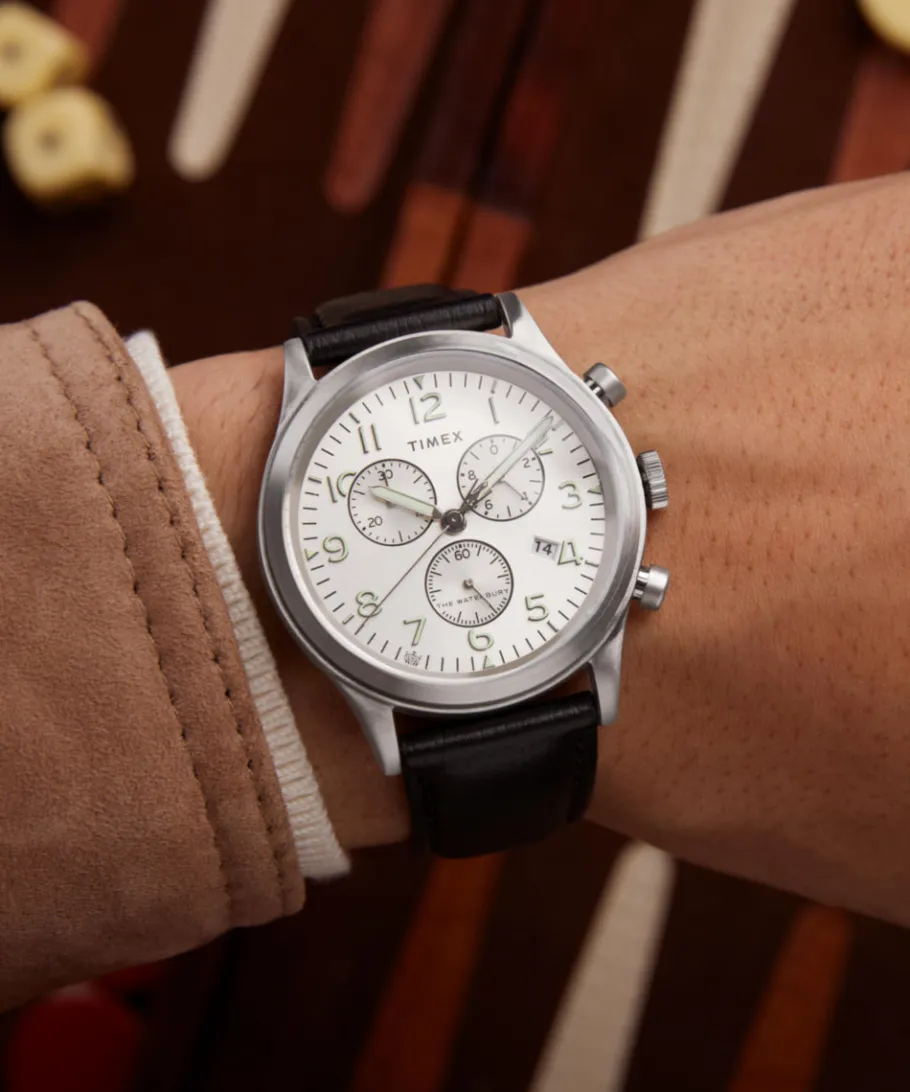 Timex Leather|Chronograph*Waterbury Traditional Chronograph 42mm Leather Strap Watch