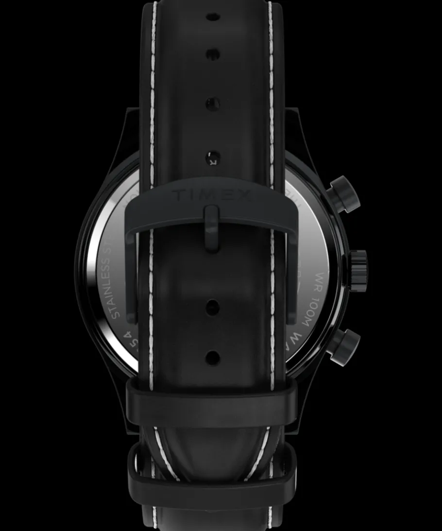 Timex Leather|Chronograph*Waterbury Traditional Fly Back Chronograph 43mm Leather Strap Watch