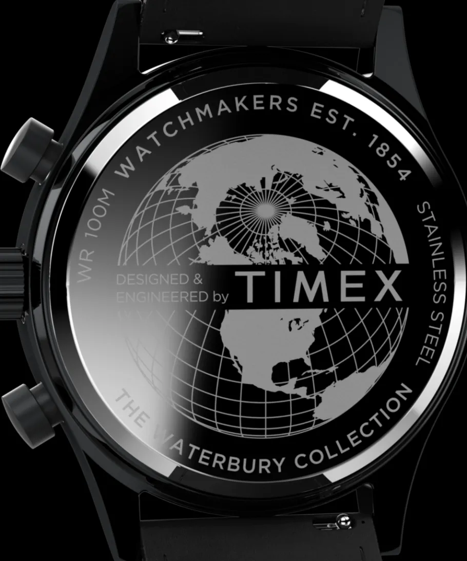 Timex Leather|Chronograph*Waterbury Traditional Fly Back Chronograph 43mm Leather Strap Watch