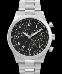 Timex Stainless Steel|Chronograph*Waterbury Traditional Fly Back Chronograph 43mm Stainless Steel Bracel
