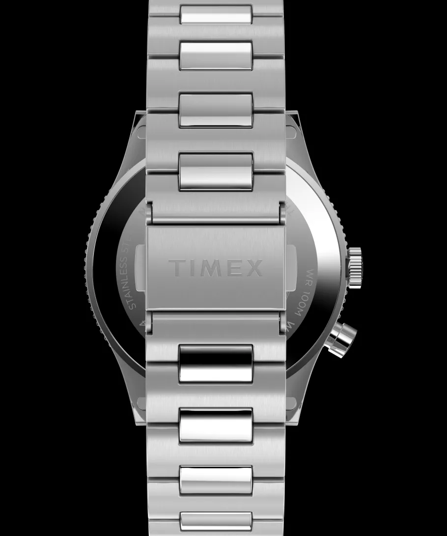 Timex Stainless Steel|Military Inspired*Waterbury Traditional GMT 39mm Stainless Steel Bracelet Watch