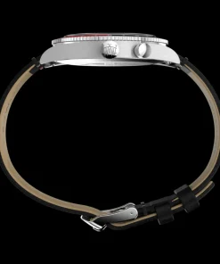 Timex Leather|Black Watches*Waterbury Traditional GMT 39mm Leather Strap Watch