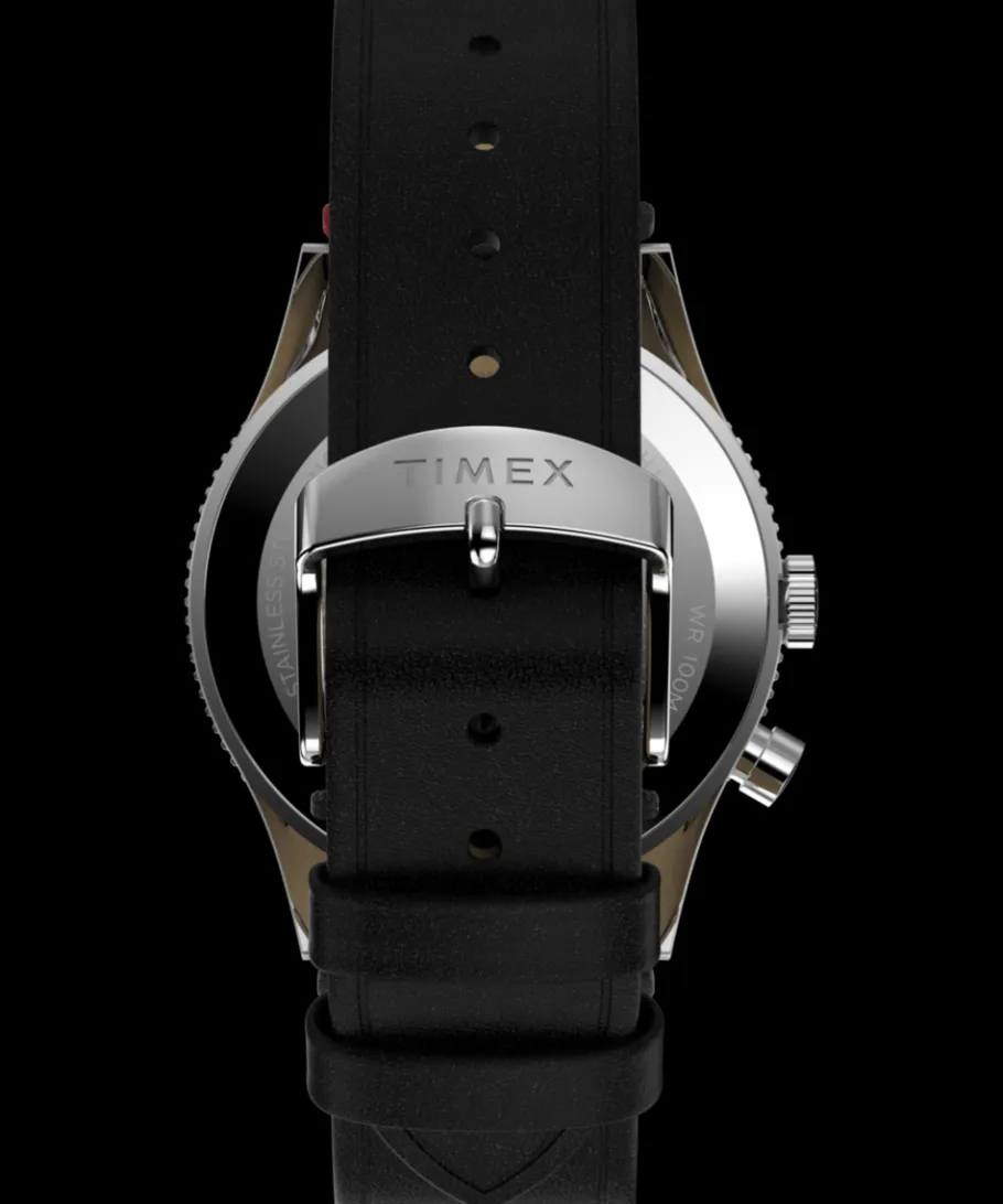 Timex Leather|Black Watches*Waterbury Traditional GMT 39mm Leather Strap Watch