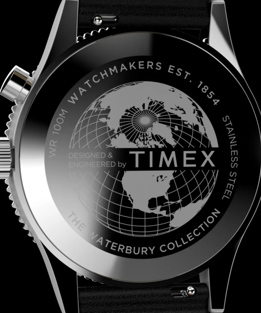 Timex Leather|Black Watches*Waterbury Traditional GMT 39mm Leather Strap Watch