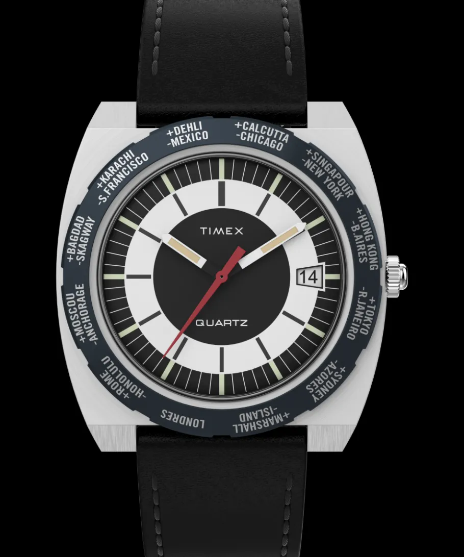 Timex Vintage|Leather*World Time Reissue 39mm Leather Strap Watch